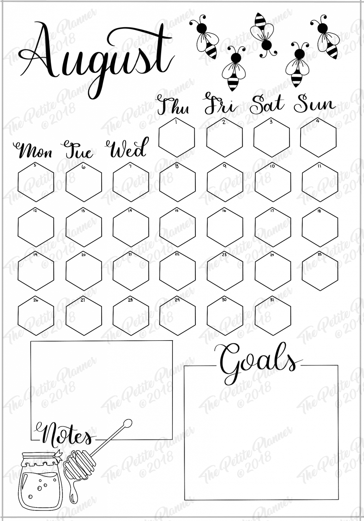 august 2019 printable bullet journal setup